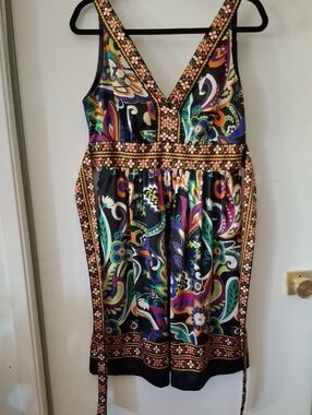 Adorable Black Multicolor Paisley V-Neck Women’s Sun Dress